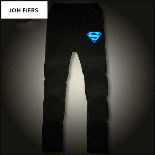 Mens Straight Pants Superman Superhero Bodybuilding Trousers Luminous Sweatpants Joggers Spring Autumn Sporting Clothing