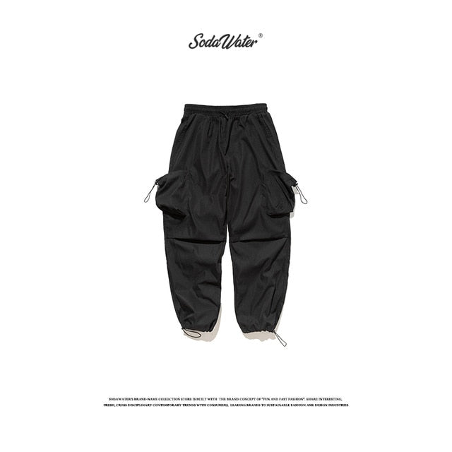 SODAWATER Men Solid Casual Pants Streetwear 2019 FW Loose Multi Pocket Cargo Pant Men Hip Hop Sweatpants Jogger Trousers 94503WS